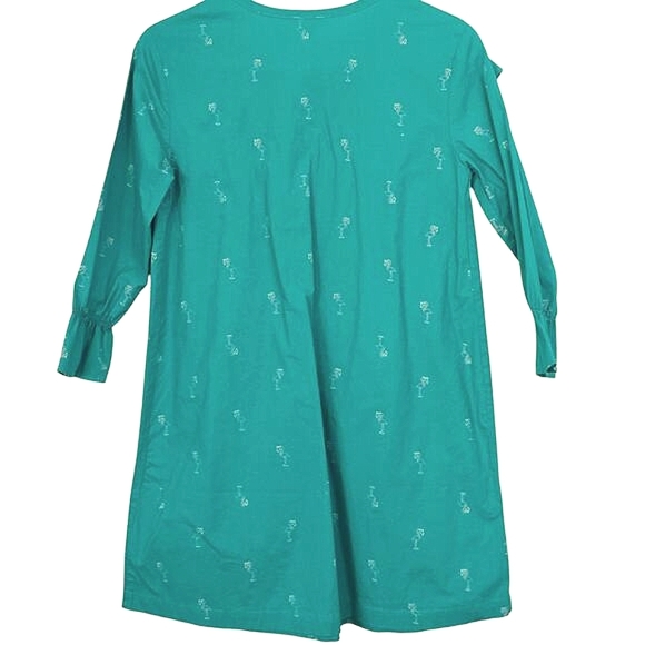 ManTaro Kids Blue Green Flamingo Print Girls Dress Large - Picture 6 of 6